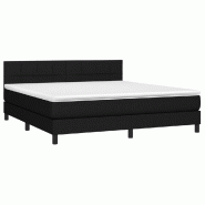 Décoshop26 - Cadre de lit LED avec sommier tête de lit matelas 160x200 cm tissu noir TDL0209190 - noir 3001690647763