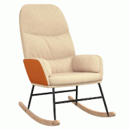 Décoshop26 - Fauteuil à bascule relax pour salon en tissu crème et PVC orange DEC028888 - beige 3000257106361