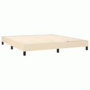 Décoshop26 - Sommier à lattes sur pieds cadre de lit 180x200 cm tissu crème TDL0207257 - beige 3001178288006