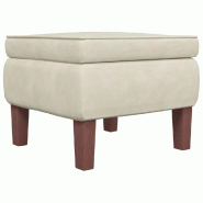 Décoshop26 - Tabouret assiserepose-pieds avec pieds en bois et velours crème DEC026297 - Bois massif 3000255740109