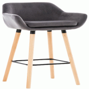 Décoshop26 - Tabouret de bar lounge x1 design scandinave assise en velours gris pieds en bois repose-pieds en métal 10_0004912 - gris métal 3000252