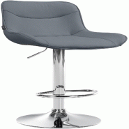 Décoshop26 - Tabouret de bar x1 pivotant forme ergonomique surpiqûres décoratives en PVC gris cadre en métal chromé 10_0006578 - gris métal 3000