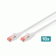 DIGITUS CAT 6 S/FTP câble patch, 10 pièces, 1 m, blanc - blanc 4016032441649