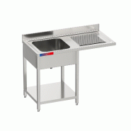 Gasfrit – Évier industriel en acier inoxydable avec étagère, 1 cuve et 1 égouttoir, 1200 × 600 × 850 + 100 mm - inox g09