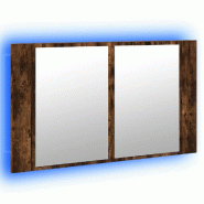 Helloshop26 - Armoire à miroir LED moderne salle de bain 80 x 12 x 45 cm avec rangement pratique ambiance cosy en bois d'ingénierie 02_0049282 - Boi