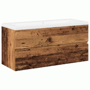 Helloshop26 - Armoire lavabo avec bassin intégré rangement mural 100 x 38,5 x 45 cm en bois d'ingénierie vieux bois 02_0055852 - 3000239226551_0