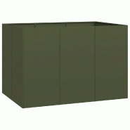 Helloshop26 - Jardinière moderne design extérieure 120 x 80 x 80 cm avec fond ouvert et stabilité accrue en acier vert olive 02_0051572 - vert acie