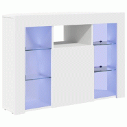 Helloshop26 - Meuble TV d'angle minimaliste blanc 100 x 40 x 68 cm avec éclairage LED et rangement chic en bois d'ingénierie blanc 02_0054689 - blan