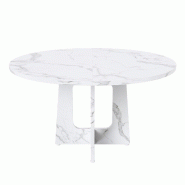 Merax Table à manger ronde Ø120 cm, plateau MDF effet marbre blanc, table de cuisine stable pour 4 à 6 personnes - Bois manufacturé W1198P500701