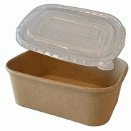 NOVABOWL Combo Saladier Pokebowl Rectangulaire Kraft 173x121x67mm 750ml   - Spécial Plat Chaud & Micro-ondes - Ingraissable - Lot de 900 - beige en c