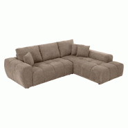 Oviala Business Canapé d'angle 3 places avec méridienne droite taupe L 270 cm - gris polyester 115584