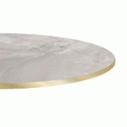 Restootab Plateau Ø80 decor marbre perla chants laiton - blanc Bois manufacturé PL-R80M-MB.PERL-LAI Restootab Plateau Ø80 decor marbre perla chants laiton - blanc Bois manufacturé PL-R80M-MB.PERL-LAI