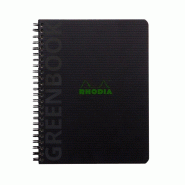 RHODIA Lot de 5 Greenbook A5+, 160p./80 feuilles microperforées 90 g/m² reliure intégrale, perf. 6 trous, couv. PP recyclé, quadrillé 5x5 + cadre
