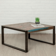 TABLE BASSE CARRÉ EN TECK INDUSTRIEL LOFT 80CM NATUREL - PARIS PRIX TABLE BASSE CARRÉ EN TECK INDUSTRIEL LOFT 80CM NATUREL - PARIS PRIX
