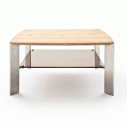 TABLE BASSE NEVERS EN BOIS DE CHÊNE MASSIF HUILÉ ET ACIER 80 X 80 CM