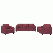 VidaXL Ensemble de canapés 3 pcs avec coussins rouge bordeaux tissu Modèle Helios Scandinave - 3201792
