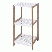 WellHome - Étagère de salle de bain avec 3 tablettes en MDF et pieds en bambou 79cm - blanc WH14605
