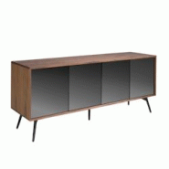 AC ANGEL CERDA Angel Cerdá Buffet en verre, noyer et acier noir à effet miroir 3061C 180 x 50 x 76 - marron Bois massif 8435631003380 AC ANGEL CERDA Angel Cerdá Buffet en verre, noyer et acier noir à effet miroir 3061C 180 x 50 x 76 - marron Bois massif 8435631003380