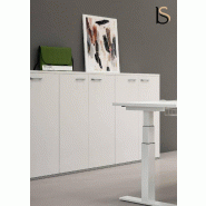 Armoire de bureau avec portes battantes - Quadrifoglio - Gris aluminium, Gris, Sans socle de finition_0