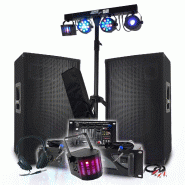 BM Sonic PACK SONO DJ 3400W Amplificateur 2000W, Enceintes Passives 2x700W, Table de Mixage, Euphoria Portique + 48 effets lumière LED - 3666638035004