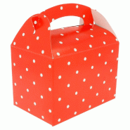 Boîte menu à emporter carton rouge à pois blancs 17x16x10cm - par 300