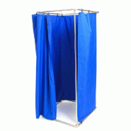Cabine d'Essayage Démontable Bichromatée - 80x80x183cm - Armature en Acier - Rideau Bleu