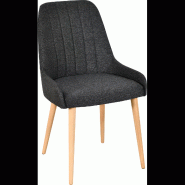 Chaise de restaurant MARTEL-OAK - chêne massif garni - dossier cintré à côtes verticales Chaise de restaurant MARTEL-OAK - chêne massif garni - dossier cintré à côtes verticales