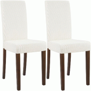 CLP Lot de 2 chaises de salle à manger Ina en velours côtelé Crème/Antique foncé - beige textile 327532