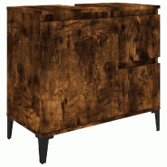Helloshop26 - Armoire de bain chêne fumé 65 x 33 x 60 cm rangement pratique design moderne en bois d'ingénierie chêne fumé 02_0048418 - métal 30