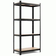 Helloshop26 - Étagère de rangement de 4 niveaux 40 x 80 x 160 cm charge 520 kg design pratique pour garage en fer mdf noir 20_0012064 - 3000227041029