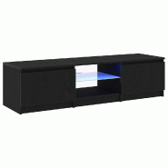 Helloshop26 - Meuble TV rectangulaire moderne avec rangement et bandes LED 140 x 38,5 x 36 cm en bois d'ingénierie noir 02_0051887 - noir Bois massif