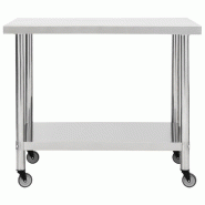Helloshop26 - Table de travail de cuisine avec roues plan de travail gastronomique espace commercial restaurant 100 x 45 x 85 cm 02_0001911 - inox 300