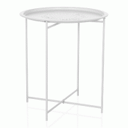 Table d'appoint / table basse / table de salon ALLRUND Métal blanc hjh LIVING - blanc acier 803126