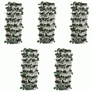 Vidaxl clôtures à treillis de saule 5pcs feuille artificielle 180x60cm 147752