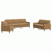 VidaXL Ensemble de canapés 3 pcs avec coussins Marron Velours Modèle Jorex - 3278438