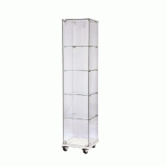 Vitrine colonne verre socle blanc et serrure L40xP40xH180cm