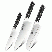XinZuo - Set de couteaux en acier inoxydable 3 pièces - B13S Yu series - multicolore multi-matériau B13S-A3