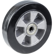 Roue de 250 mm avec caoutchouc élastique noir sur centre en aluminium Roue de 250 mm avec caoutchouc élastique noir sur centre en aluminium