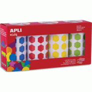 Apli Pack de 4 x 1770 gommettes hexagonales, diam. 20 mm, en rouleau, coloris assortis - 8410782191926