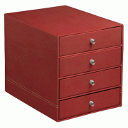 Bloc de classement Rhodiarama, 4 tiroirs, finition simili cuir italien, coloris nacarat - rouge 194573C