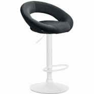 CLP Tabouret de bar Olinda velours Noir /Blanc - noir textile 326003 CLP Tabouret de bar Olinda velours Noir /Blanc - noir textile 326003