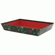 Corbeille carton rectangle Noel Vert 36x27 - Corbeille carton rectangle Noel Vert 36x27 -