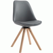 Décoshop26 - Chaise de salle à manger x1 pivotante style moderne assise en PVC gris piètement en bois clair 10_0003324 - gris 3000251523683 Décoshop26 - Chaise de salle à manger x1 pivotante style moderne assise en PVC gris piètement en bois clair 10_0003324 - gris 3000251523683
