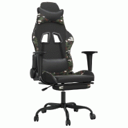 Décoshop26 - Fauteuil de bureau chaise gaming avec coussin lombaire repose-pied noir camouflage PVC multicolore DEC025946 - noir 3000255536641 Décoshop26 - Fauteuil de bureau chaise gaming avec coussin lombaire repose-pied noir camouflage PVC multicolore DEC025946 - noir 3000255536641