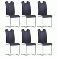 Décoshop26 - Lot de 6 chaises de salle à manger cuisine cantilever design chic en synthétique noir structure en acier chromé CDS022321 - noir 3000 Décoshop26 - Lot de 6 chaises de salle à manger cuisine cantilever design chic en synthétique noir structure en acier chromé CDS022321 - noir 3000