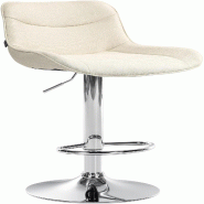 Décoshop26 - Tabouret de bar x1 pivotant forme ergonomique surpiqûres décoratives en tissu crème cadre en métal chromé 10_0005770 - beige métal