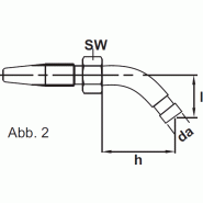 Embout coudé 45° Ø 6.35 X 11.30 sans rainure - 35 , 25 , 1 , 6 , 12
