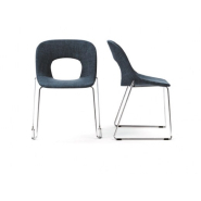 Ensemble de 4 sièges d'accueil en tissu - Piétement chromé HOLE - Référence 8109 SR M_1
