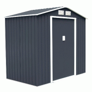Helloshop26 - Abri de jardin en métal 213 x 127 x 185 cm facile à assembler et ventilé style moderne en tôle galvanisée gris 20_0009999 - 3000225