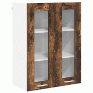Helloshop26 - Armoire suspendue moderne avec grand espace de stockage 60 x 31 x 80 cm en bois d'ingénierie chêne fumé 02_0053357 - verre 3000237905083
